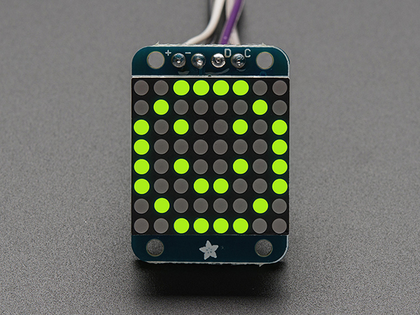 Adafruit Mini 0.8인치 8x8 LED Matrix w/I2C Backpack - Yellow-Green [ada-872]