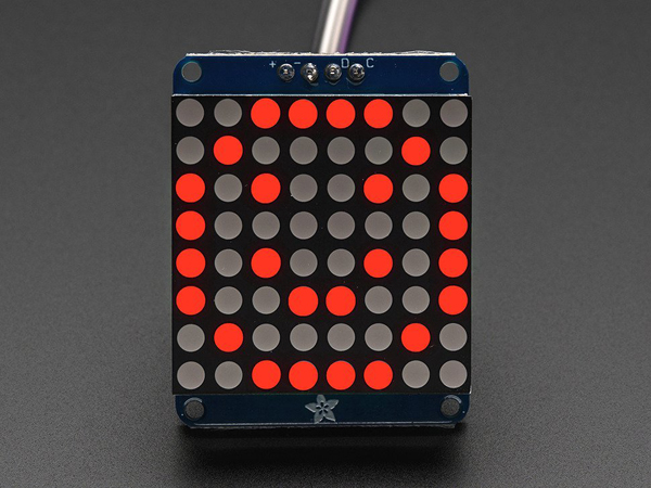 Adafruit Small 1.2인치 8x8 LED Matrix w/I2C Backpack - Red [ada-1049]
