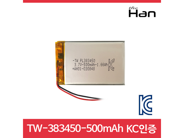 500mAh KC인증 리튬폴리머 배터리 [TW383450]
