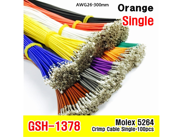 [GSH-1378] MOLEX 5264 Single Crimp Cable AWG26 300mm 100ea Orange