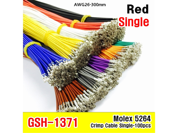 [GSH-1371] MOLEX 5264 Single Crimp Cable AWG26 300mm 100ea Red