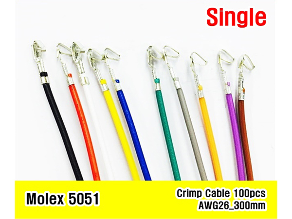 [GSH-1385] MOLEX 5051 Single Crimp Cable AWG26 300mm 100ea Green