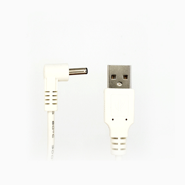USB 전원 충전케이블 라이트앵글DC 5V 약 3.5 /내경1.4[1.2M] [화이트][MO-CB-052]