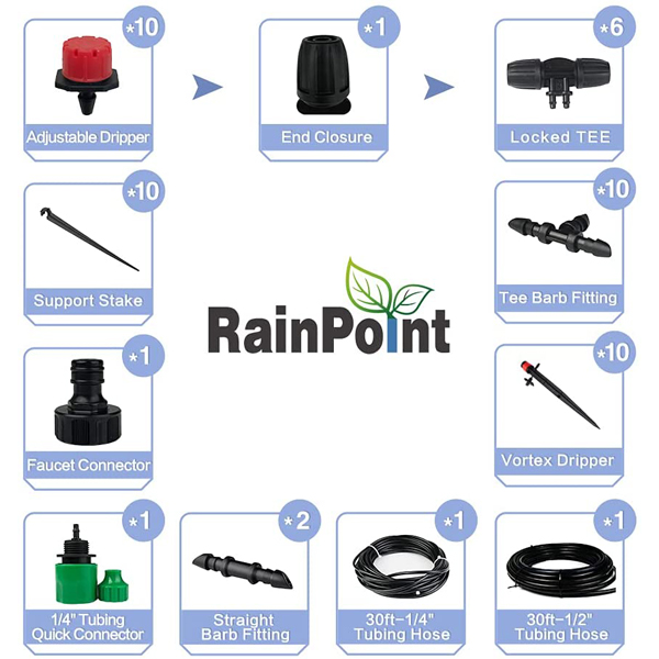 RAINPOINT Drip Irrigation Kit Without Sprinkler Timer IK1010 NH 디바이스마트