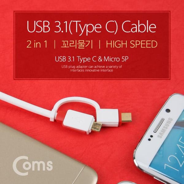 USB 3.1 케이블(Type C) 2 in 1/ 꼬리물기 [FW338]
