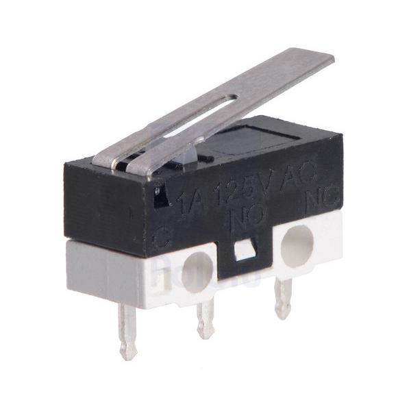 Mini Snap-Action Switch with 13.5mm Lever: 3-Pin, SPDT, 1A #1528