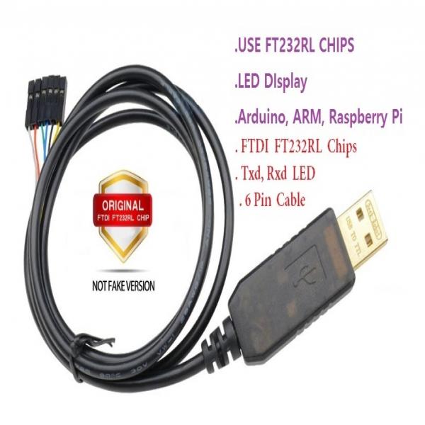 USB To TTL 컨버터(FTDI FT232RL칩, LED장착, 6핀(Pin) (PN-USBTTL-FT)
