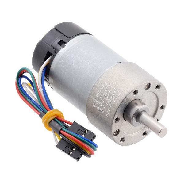 10:1 Metal Gearmotor 37Dx65L mm 12V with 64 CPR Encoder (Helical Pinion) #4758