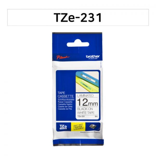 라벨테이프 TZe-231(흰색바탕/검정글씨/12mm)