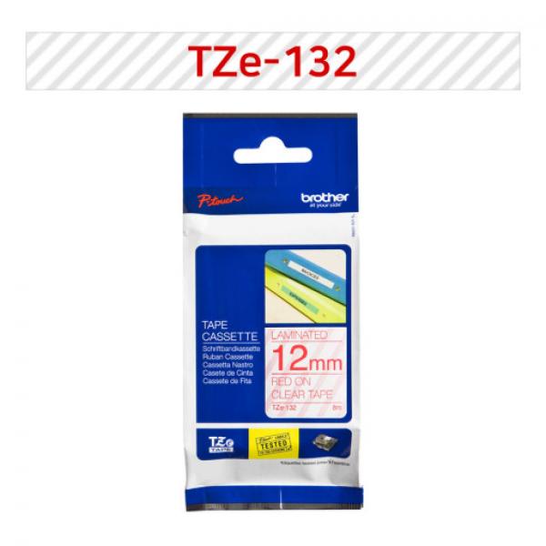 라벨테이프 TZe-132(투명바탕/빨강글씨/12mm)