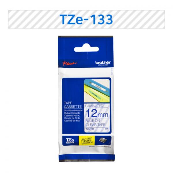 라벨테이프 TZe-133(투명바탕/파랑글씨/12mm)