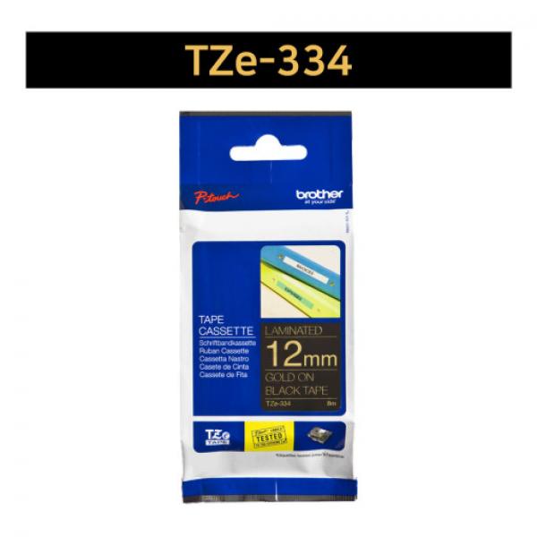 라벨테이프 TZe-334(검정바탕/금색글씨/12mm)