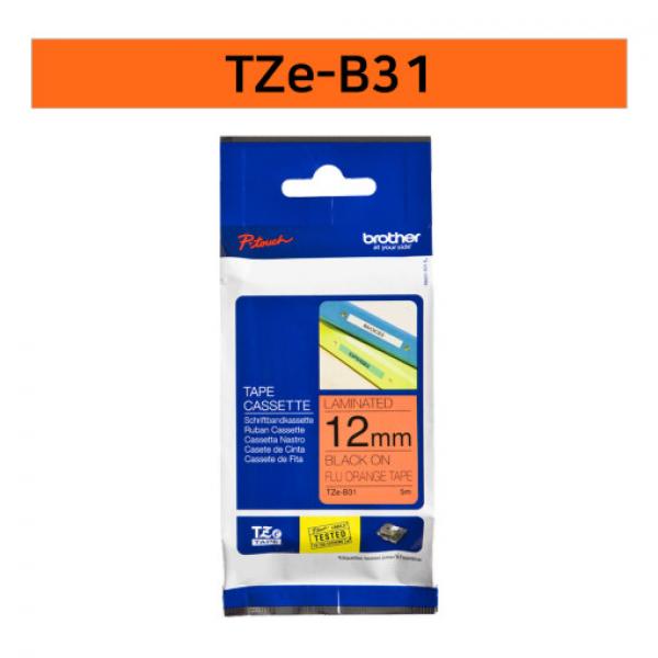 라벨테이프 TZe-B31(형광주황바탕/검정글씨/12mm)
