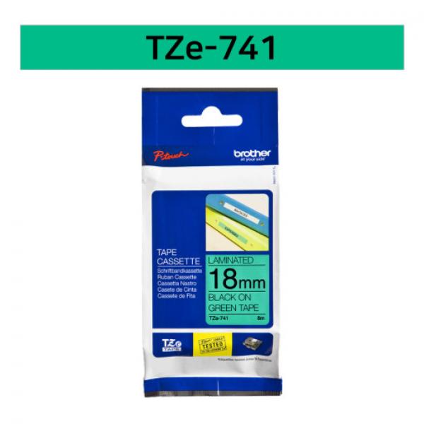 라벨테이프 TZe-741(녹색바탕/검정글씨/18mm)