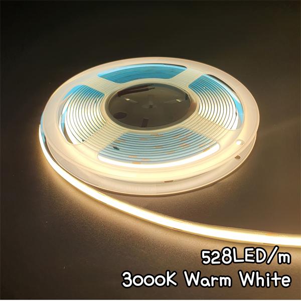 COB LED STRIP 12V, 고밀도 플랙시블 528LED 10mm/5M Reel 3000K warm white [SZH-COB015]