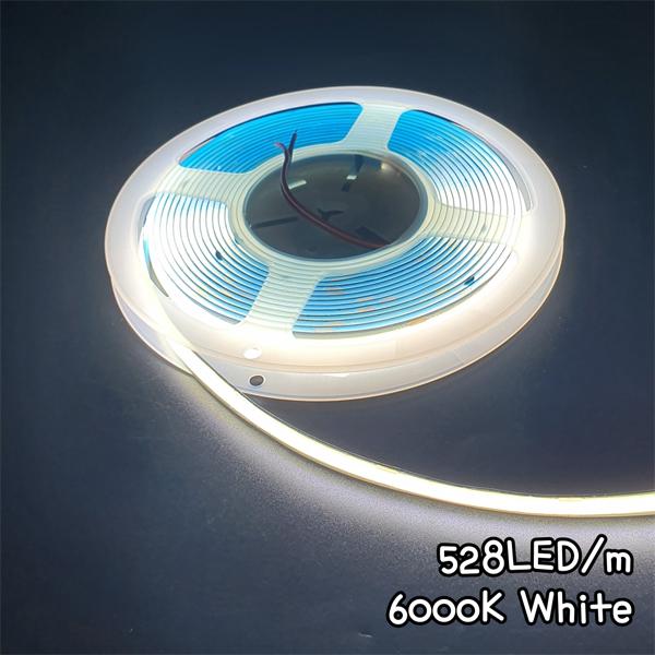 COB LED STRIP 12V, 고밀도 플랙시블 528LED 10mm/5M Reel 6000K white [SZH-COB016]