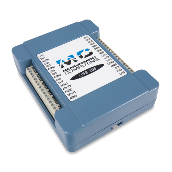 MCC USB-202 12-bit, 100 kS/s Single Gain Multifunction USB DAQ Device 6069-410-008