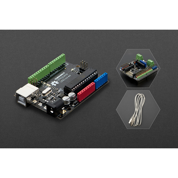 DFRduino UNO R3 with IO Expansion Shield and USB Cable A-B [DFR0216-2]