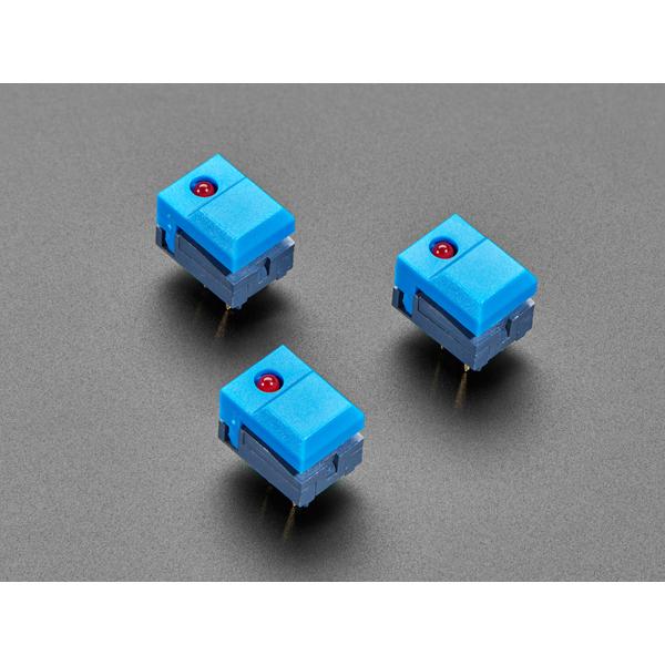 Step Switch with LED - Three Pack of Blue Plastic with Red LED - PB86-A1 [ada-5517]