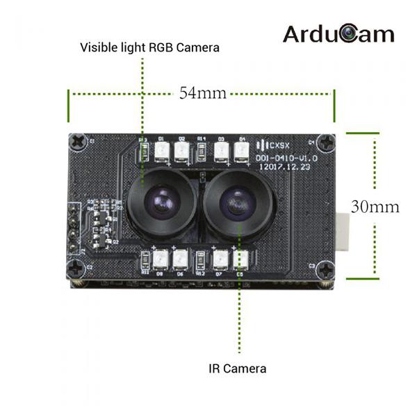 Arducam Stereo USB Camera, Synchronized Visible Light and Infrared Camera, 2MP 1080P Day and Night Mini UVC USB2.0 Webcam [B0198]