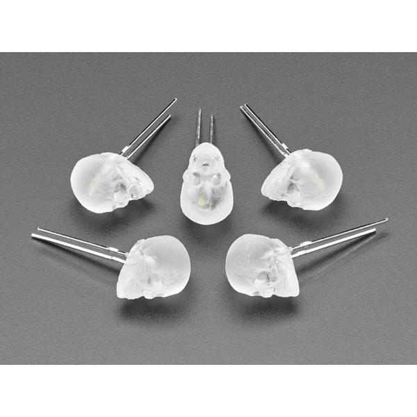 dLUX-dLITE Cool White Skull Shape LEDs 5 Pack by Unexpected Labs [ada-5429]
