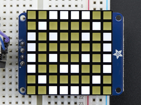 디바이스마트,LED/LCD > LED 인테리어조명 > LED 모듈,Adafruit,Small 1.2' 8x8 Ultra Bright Square White LED Matrix + Backpack [ada-1857],1.2' LED backpack / 8x8 매트릭스 사각 픽셀 / 4핀 헤더 / 이미지는 가장 낮은 밝기로 촬영하였습니다.