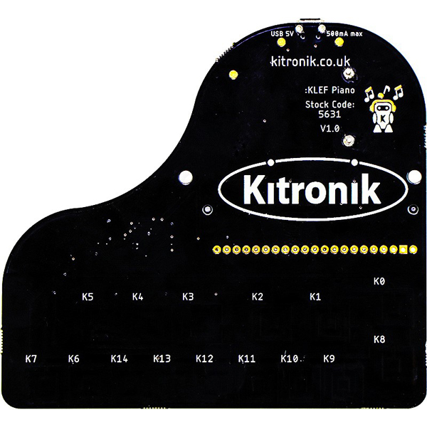 디바이스마트,오픈소스/코딩교육 > Micro:Bit > 마이크로비트 확장/변환보드,Kitronik,마이크로:비트 :KLEF Piano capacitive touch keyboard [KIT-5631],마이크로:비트용 피아노 보드 / 15개의 정전용량성 터치 패드를 갖추고 있으며 앰프 회로, 스피커, 마이크로:비트 슬롯이 내장되어 있음 / 코딩을 통해 음악 작곡 가능