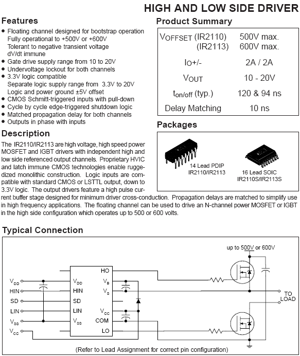 Ir2110s схема включения и описание