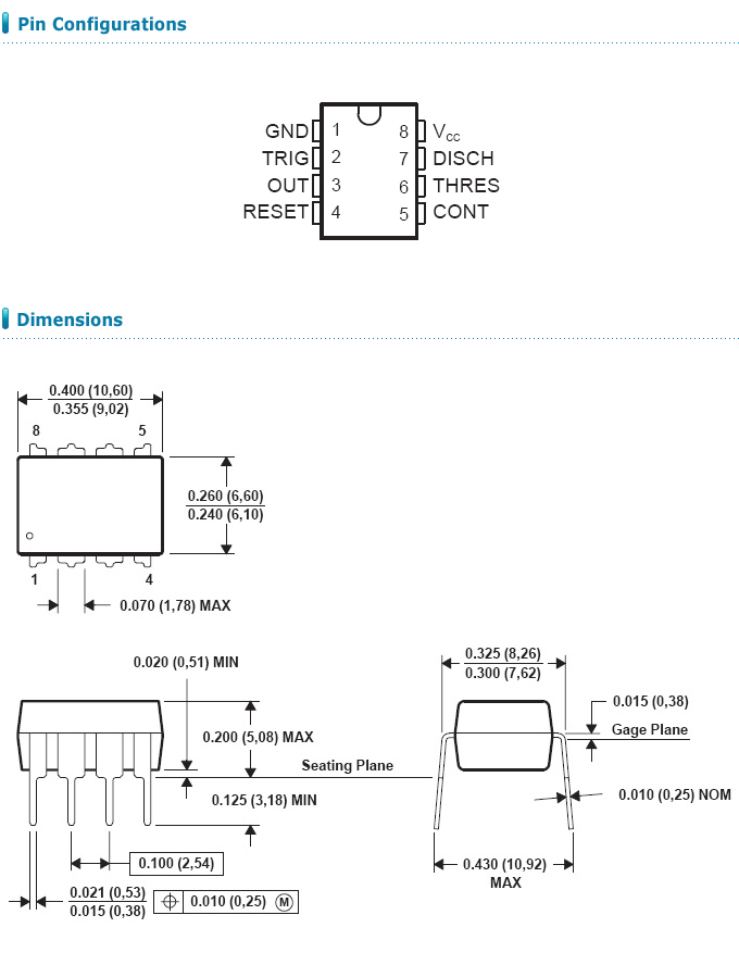 555 Timer Ic Pinout Diagrams Features Operating Modes 40 Off 0799