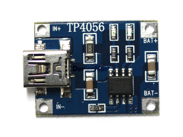 디바이스마트,MCU보드/전자키트 > 전원/신호/저장/응용 > 충전/배터리/전원,SZH,리튬배터리 1A 충전모듈 (Mini-5P) [SZH-EK027],Mini-USB 5P 인터페이스 사용 (외부 5VDC 전원 연결 가능) / 리튬(이온, 폴리머) 배터리를 빠른 속도(충전 전류 1A)로 충전할 수 있는 모듈 / TP4056 칩셋을 사용하여 안전하며, 정교험