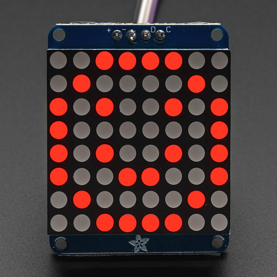 Adafruit Small 1.2인치 8x8 LED Matrix w/I2C Backpack - Red [ada-1049]