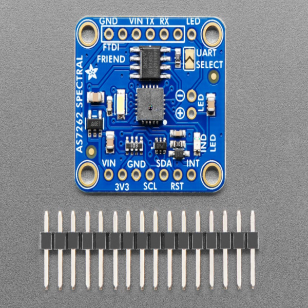 디바이스마트,MCU보드/전자키트 > 센서모듈 > 빛/조도/컬러/UV > 빛/조도/CdS센서,Adafruit,Adafruit AS7262 6-Channel Visible Light / Color Sensor Breakout [ada-3779],광 컬러 센서로 적색, 주황색, 황색, 녹색, 파란색 및 보라색 등 가시 광선 감지 통합 채널 내장 / 칩의 온도를 읽을 수있는 온보드 온도 센서와 더 정확한 색상 감지를 위한 LED 플래시 내장