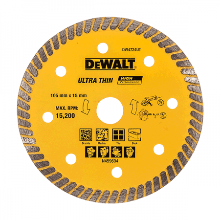 디바이스마트,수공구/전자공구/전동공구 > 전동/엔진공구 > 절단공구 > 만능커터날,디월트,마른날 DW4724UT (105mm),터보 다이아몬드날 / 내경 : 15mm / 외경 : 105mm / 두께 : 1.0mm