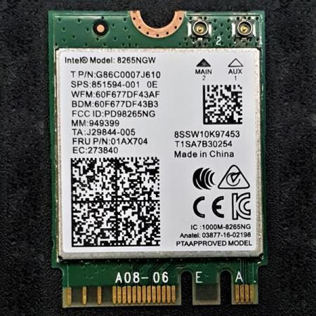 디바이스마트,MCU보드/전자키트 > 통신/네트워크 > 와이파이,SZH,무선 랜 카드 intel 8265AC 867Mbps (젯슨나노 호환) [SZH-IWA005],인텔의 무선 랜카드 입니다.  M.2 2230, M.2 1216에 사용 가능합니다. 2.4GHz, 5GHz, 867 Mbps , 802.11ac 규격입니다.