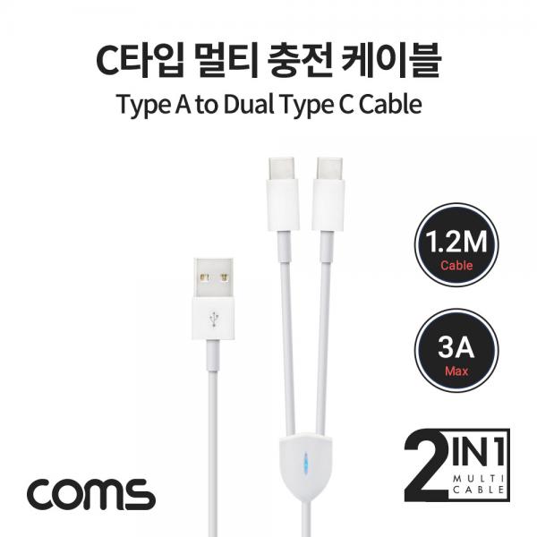 USB 3.1 케이블 (Type C) / 듀얼 C타입 / Y형 / 1.2M / White [IF103]