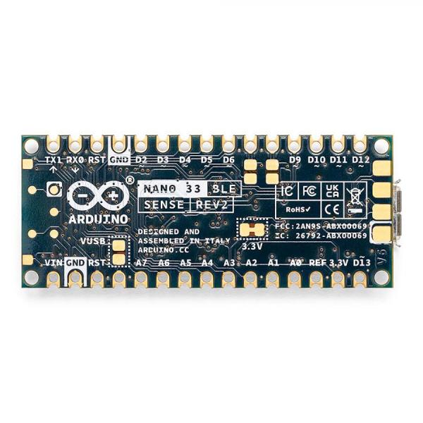 디바이스마트,오픈소스/코딩교육 > 아두이노 > 정품보드/쉴드/키트,Arduino,Arduino Nano 33 BLE Sense Rev2,ABX00069 / Nordic nRF52480 칩셋 기반 NINA B306 블루투스 5 모듈 내장 / LSM9DS1 9축 IMU 센서, LPS22HB 기압 및 온도센서, HTS221 습도센서 등 활용도 높은 센서가 모두 내장된 강력한 아두이노 나노 보드 (보드 Only 버전)