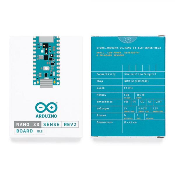 디바이스마트,오픈소스/코딩교육 > 아두이노 > 아두이노 정품 보드/쉴드/키트,Arduino,Arduino Nano 33 BLE Sense Rev2,ABX00069 / Nordic nRF52480 칩셋 기반 NINA B306 블루투스 5 모듈 내장 / LSM9DS1 9축 IMU 센서, LPS22HB 기압 및 온도센서, HTS221 습도센서 등 활용도 높은 센서가 모두 내장된 강력한 아두이노 나노 보드 (보드 Only 버전)