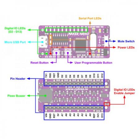 디바이스마트,오픈소스/코딩교육 > 아두이노 > 아두이노 호환보드,Cytron,Maker Nano: Simplifying Arduino for Projects [MAKER-NANO],Arduino Nano 호환 보드 / Cytron Maker UNO 크기 소형화 / 동작 전압 5V / Vin 전압 7V~30V / 21×46mm