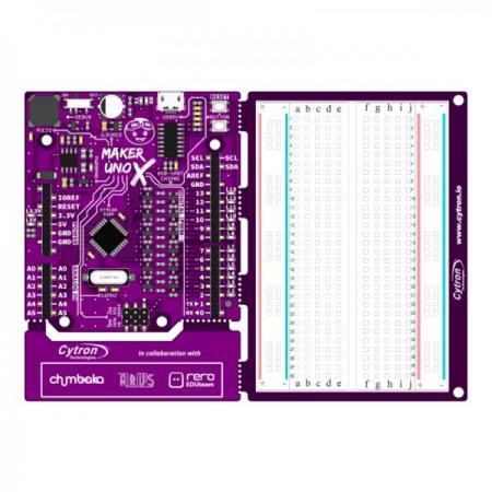 디바이스마트,오픈소스/코딩교육 > 아두이노 > 아두이노 호환보드,Cytron,Maker UNO X: Simplifying Arduino for Classrooms [MAKER-UNO-X],아두이노 교육용으로 적합한 호환 보드 / 학습용 PDF 제공 / LED, 피에조부저, 푸시버튼 내장 / 브레드보드 및 perfboard 포함