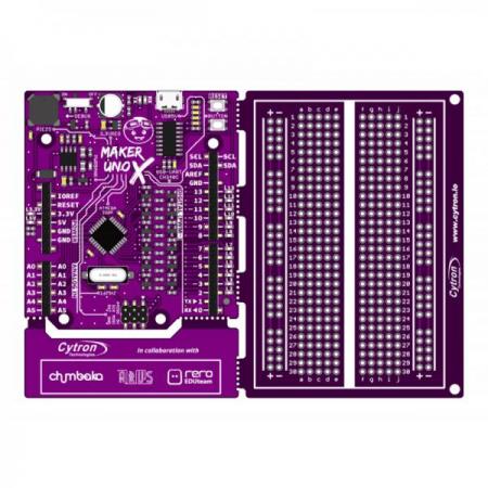 디바이스마트,오픈소스/코딩교육 > 아두이노 > 아두이노 호환보드,Cytron,Maker UNO X: Simplifying Arduino for Classrooms [MAKER-UNO-X],아두이노 교육용으로 적합한 호환 보드 / 학습용 PDF 제공 / LED, 피에조부저, 푸시버튼 내장 / 브레드보드 및 perfboard 포함