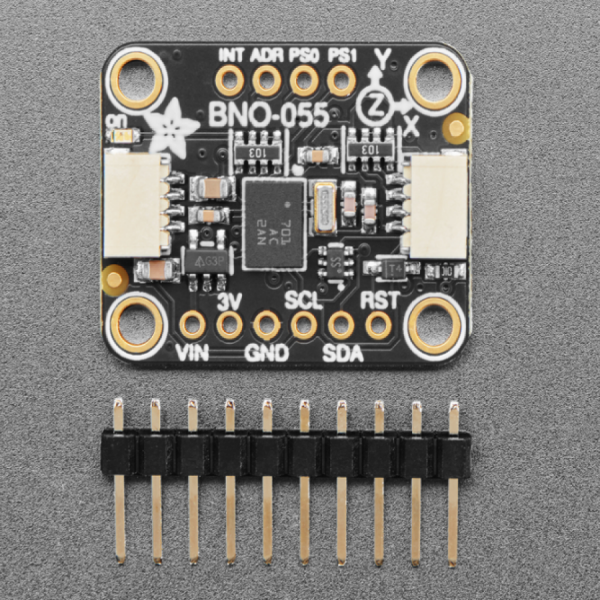 디바이스마트,MCU보드/전자키트 > 센서모듈 > IMU/AHRS(9축 이상),Adafruit,9-DOF Absolute Orientation IMU Fusion Breakout - BNO055 - STEMMA QT/Qwiic [ada-4646],3축 절대방향 데이터, 4 포인트 쿼터니언 출력 / 각속도, 가속, 자기장, 선형 가속, 중력 벡터 / 온도 /  I2C 지원 / 3V~5V / Arduino (C/C++), CircuitPython 가능