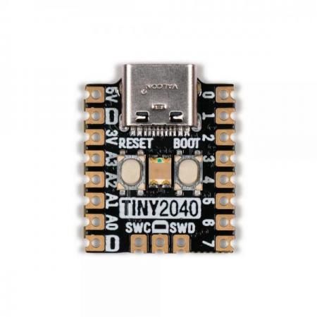 디바이스마트,오픈소스/코딩교육 > 마이크로파이썬 > RP2040,Pimoroni,Tiny 2040 – 8MB [PIM558],Tiny 2040 / USB-C를 통해 전원을 공급하고 프로그래밍 할 수있는 개발보드 / 8MB QSPI (XiP) 플래시 제공 / 캐슬 레이트 패드로 설계 /  PCB에 직접 납땜, 핀 헤더를 사용하여 브레드 보드나 와이어로 직접 연결