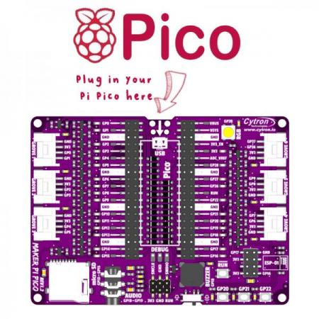 디바이스마트,오픈소스/코딩교육 > 라즈베리파이 > 라즈베리파이 확장보드/HAT,Cytron,Maker Pi Pico Base (without Pico): Simplifying Pi Pico for Beginners [MAKER-PI-PICO-NB],초보자를 위한 Maker Pi Pico Base / 라즈베리파이 피코 미포함 / STEM 및 로봇 프로젝트용 보드