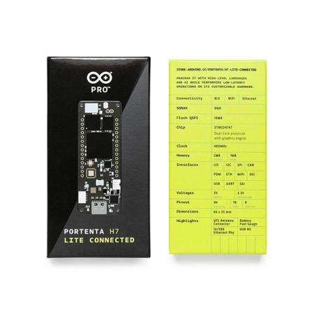 디바이스마트,오픈소스/코딩교육 > 아두이노 > 아두이노 정품 보드/쉴드/키트,Arduino,Arduino PRO - Portenta H7 Lite Connected,ABX00046 / STM32H747XI 듀얼 Cortex®-M7(480MHz)+M4(240MHz) 32비트 저전력 ARM MCU / Ethernet, WiFi, BLE / 전압 : 전원 5V, 로직 3.3V / 작동온도 : -40°C ~ 85°C / 66 x 25mm