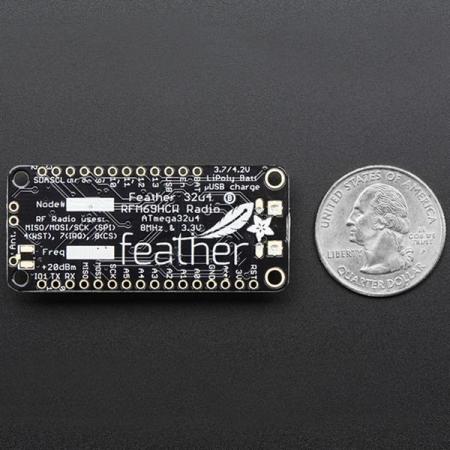 디바이스마트,MCU보드/전자키트 > 통신/네트워크 > RF/LoRa,Adafruit,Adafruit Feather 32u4 RFM69HCW Packet Radio - 868 or 915 MHz - RadioFruit [ada-3076],WiFi의 높은 전력 요구 사항 없이 Bluetooth LE보다 유연 / 868MHz 또는 915MHz 송수신에 사용할 수 있는 900MHz 무선 버전 / ATmega32u4 / USB-to-Serial