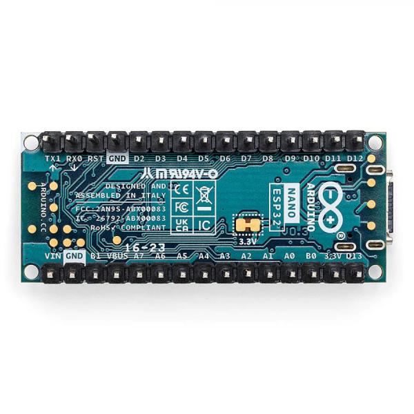 디바이스마트,오픈소스/코딩교육 > 아두이노 > 아두이노 정품 보드/쉴드/키트,Arduino,Arduino Nano ESP32 with headers,ABX00083 / ESP32-S3 와이파이 블루투스 콤보 칩셋 기반의 IoT, 마이크로 파이썬 특화 아두이노 나노 / u-blox NORA-W106(ESP32-S3) 칩셋 / USB-C 커넥터 / 입력 전압 : 6 - 21V / I/O 전압 : 3.3V / 아두이노 IoT 클라우드 및 HID 지원