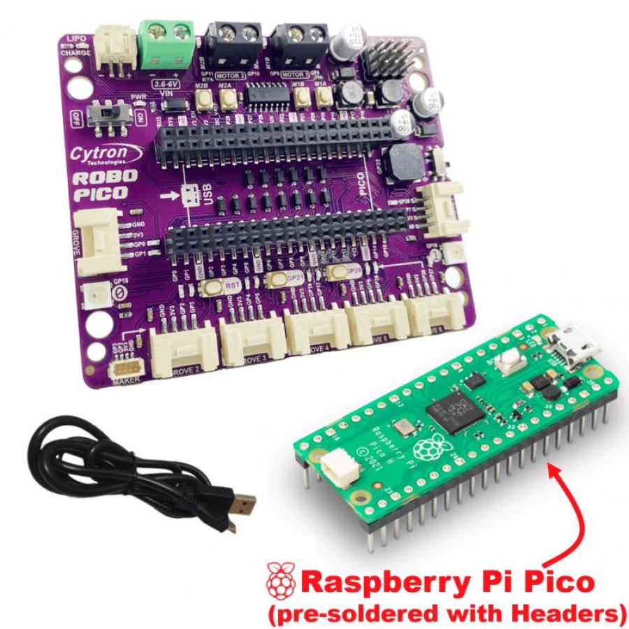 Robo Pico with Raspberry Pi Pico Headers [CK-ROBO-PICO-H]