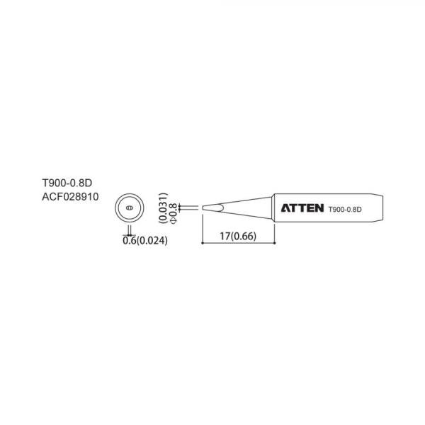 디바이스마트,수공구/전자공구/전동공구 > 전자공구 > 인두기팁/인두기팁크리너 > ATTEN 인두팁,ATTEN,인두팁 T900-0.8D,HAKKO 인두기 936 & 888D 완벽 호환 인두팁