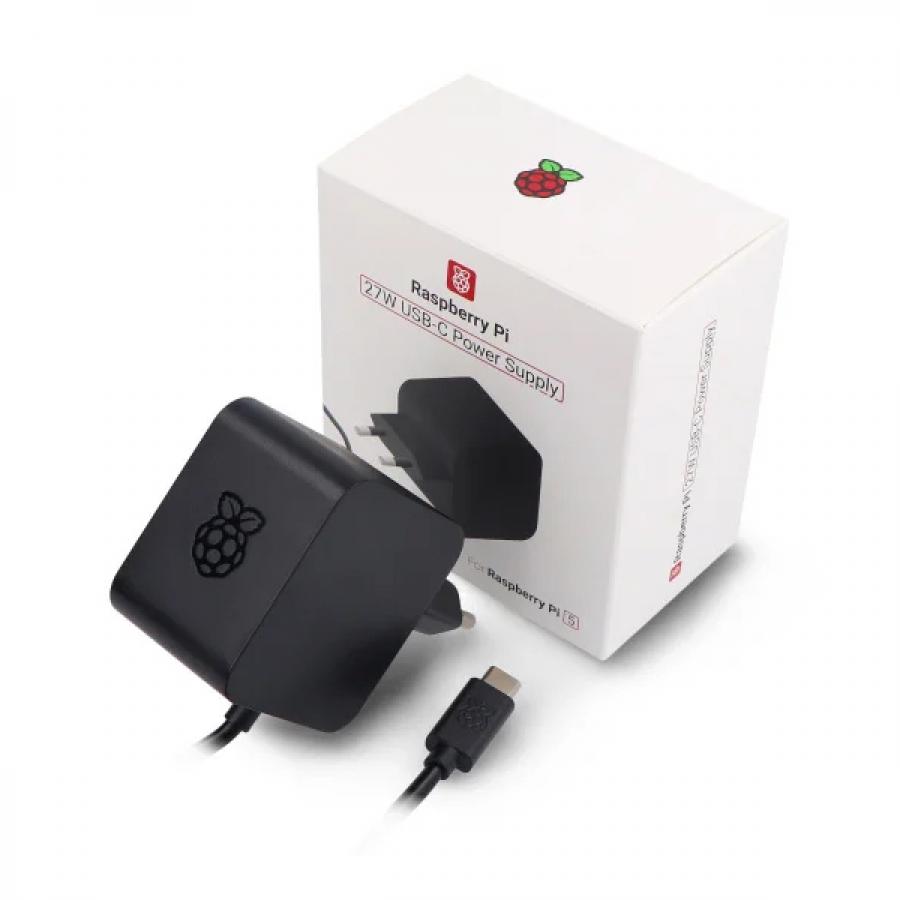 [공식 정품] 라즈베리파이 27W USB-C 아답터 검은색 (Raspberry Pi 27W USB-C Power Supply Black)