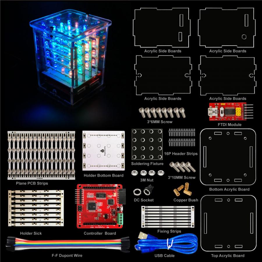 아두이노 4X4X4 RGB LED 큐브 키트 [KS0177]